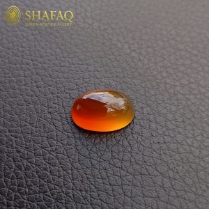 نگین-عقیق-جزع-عسلی-یمنی-اصل-آبدار-خرمایی-16x10mm