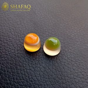 جفت عقیق سبز و زرد 12 میلی متری آبدار